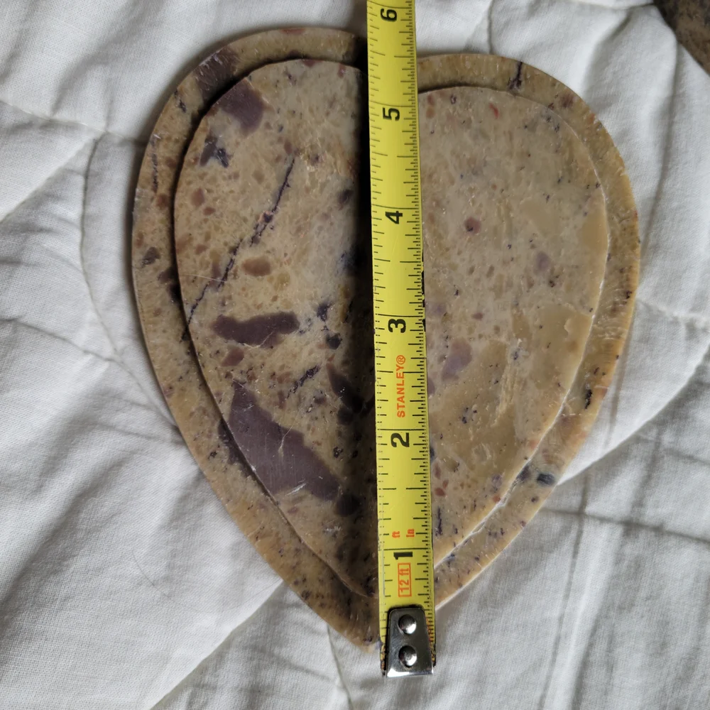 Heart-shaped Carved Soapstone Jewelry Organizer W/ Mother Of Pearl Floral Inlay